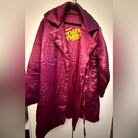Tigra Tigra Burgundy silk puffy Coat - Picture 1 of 9